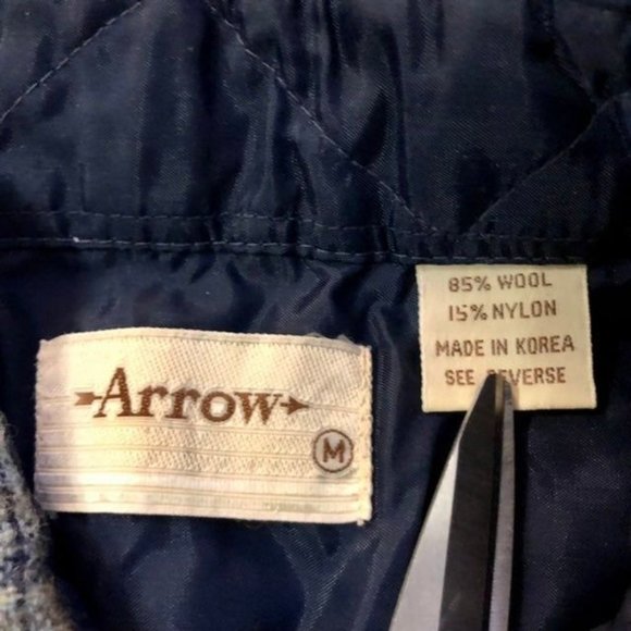Vintage Arrow Plaid Flannel Mens M Used Wool Blend - Picture 7 of 8